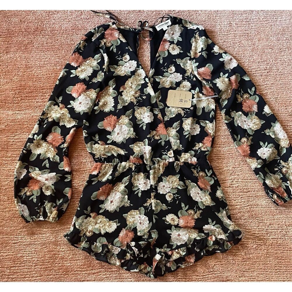 Cotton Candy La Floral Print Women’s lining long Sleeves Romper Size S New